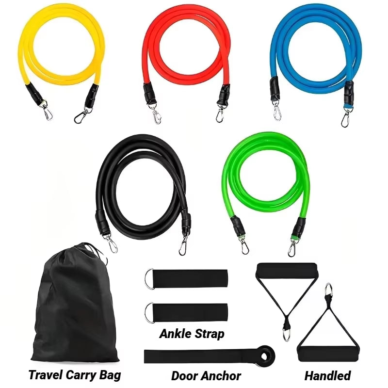 11Pcs/Set Pull Rope Resistance Bands Portable Fitness Equipment Ankle Strap Chest Expander Elastic Exercise Band